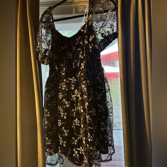 Radiant Love Black Embroidered Skater Dress - Picture 2 of 2